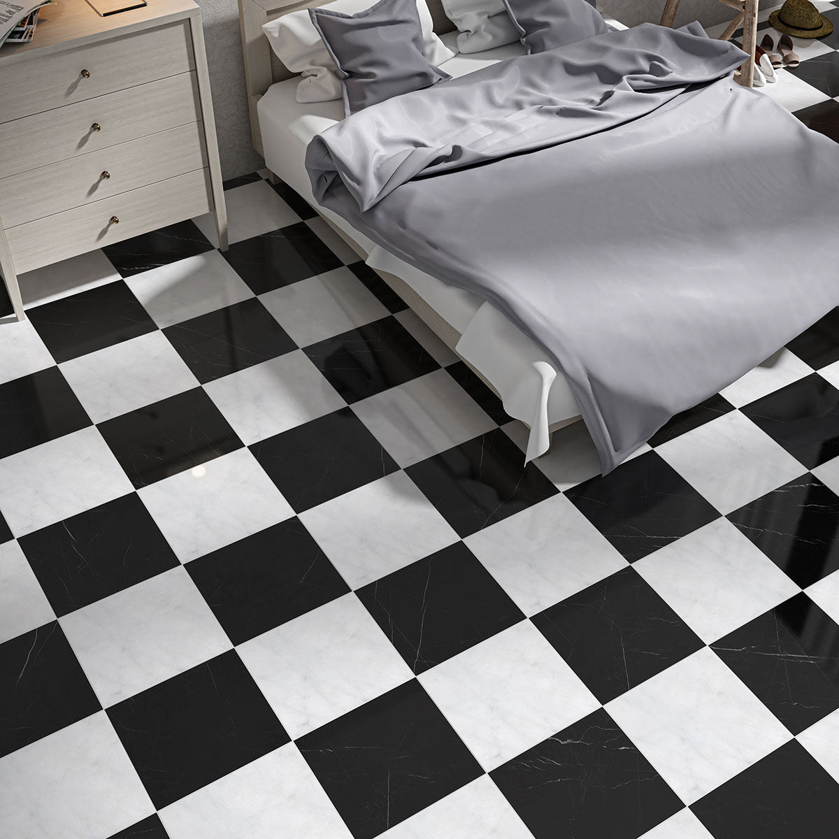 Black Polished Marble Tiles 12x12 Marble Polished 12x12 Tiles — 4