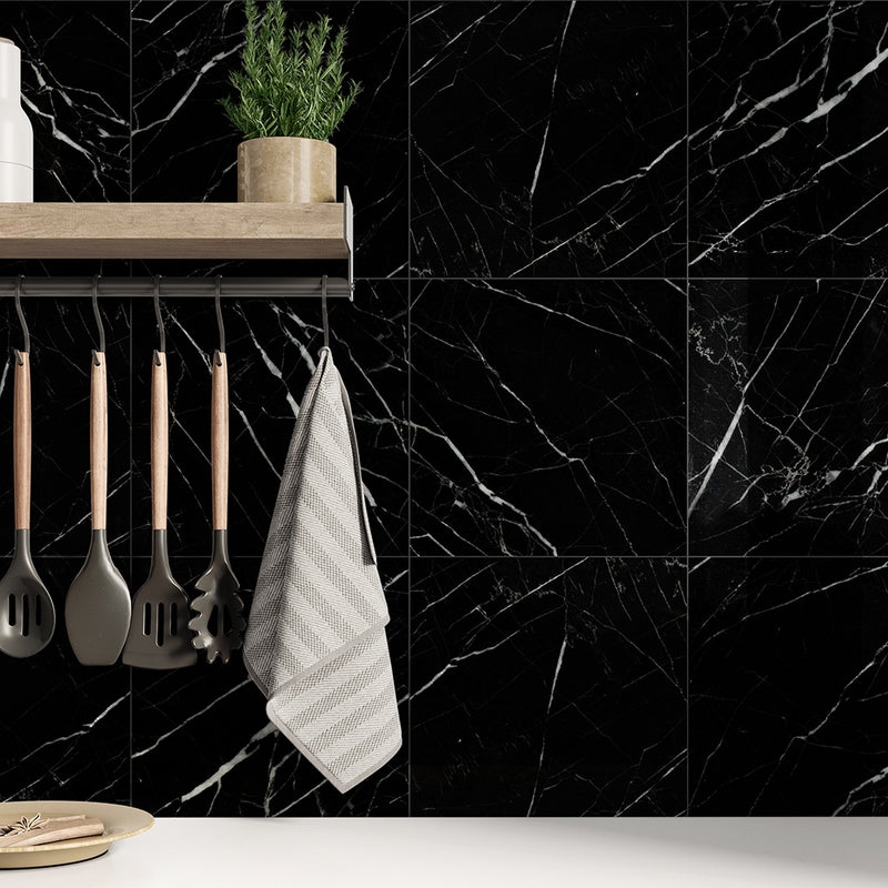 Black Polished Marble Tiles 12x12 Marble Polished 12x12 Tiles — 6