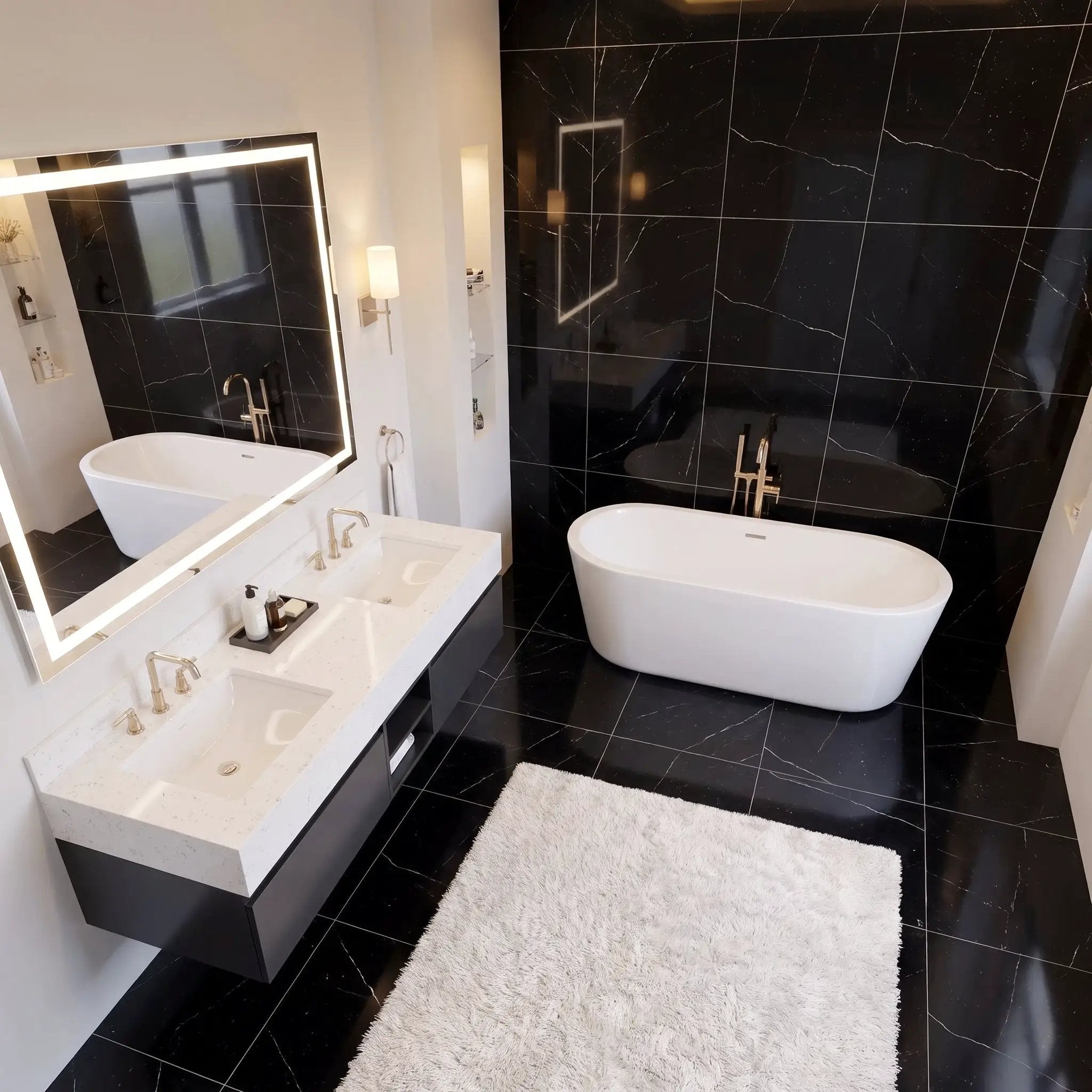 Black Polished Marble Tiles 18x18 by Stonetiledepot