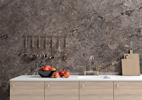Black Polished Travertine Slab Random room scene 2