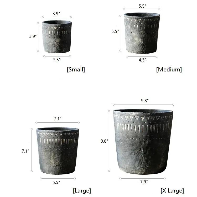 Black Pottery Cement Planter by RusticReach