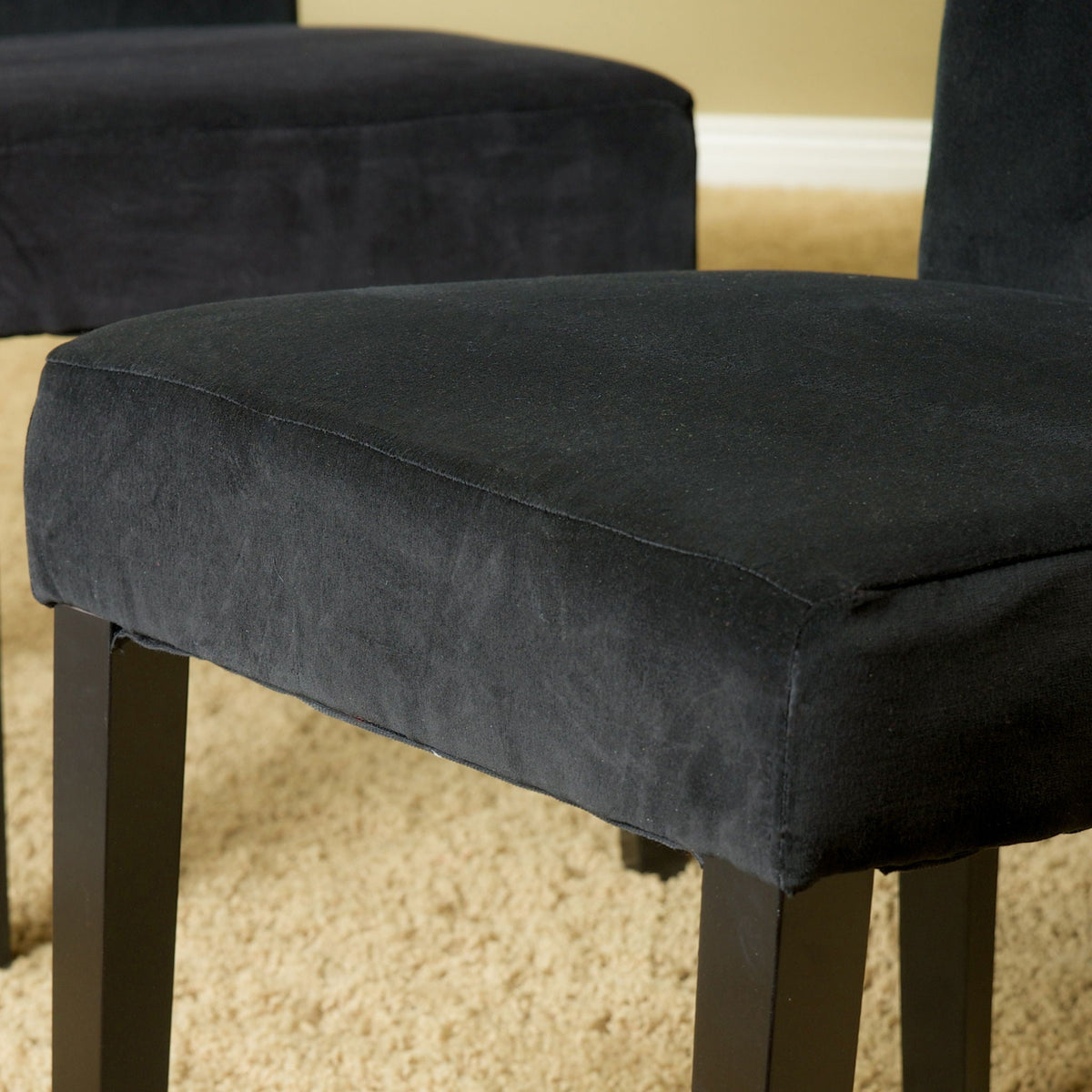 Black Velvet Dining Chair with Tufted Design - Charlotte, photo 3 of 4