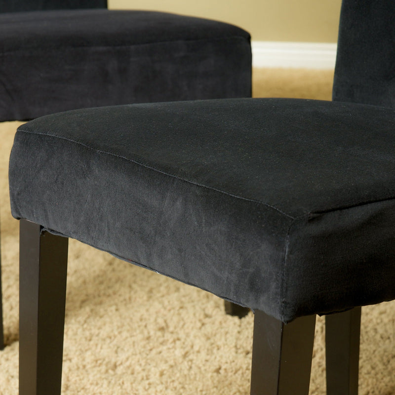 Black Velvet Dining Chair with Tufted Design - Charlotte, photo 3 of 4