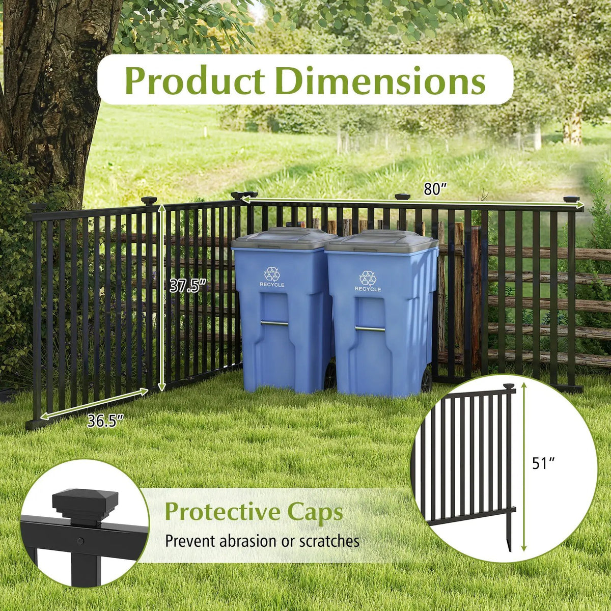 2 Piece 80 x 51 Inch Vinyl Picket Fence for Garden by DirectDeals