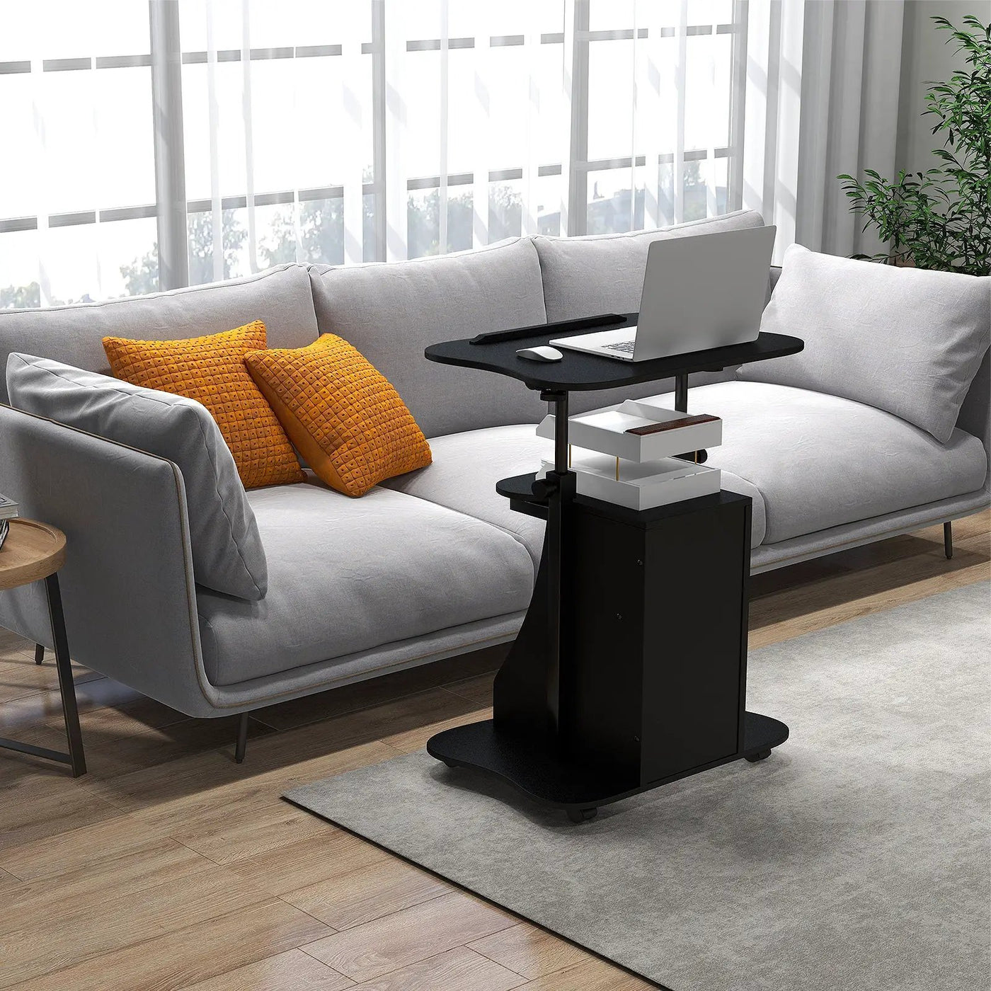 Adjustable Mobile Standing Desk Cart with Tilt Desktop and Cabinet by DirectDeals