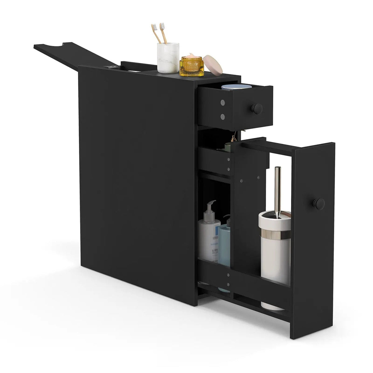 Black Bathroom Cabinet Space Saver Storage Organizer by DirectDeals