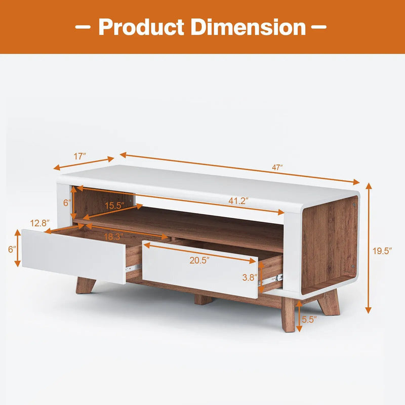 Media Console with 2 Pull-Out Drawers and Open Compartment for TVs up to 50 Inch by DirectDeals