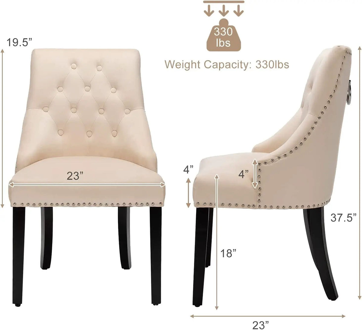 Modern Upholstered Button-Tufted Dining Chair with Naild Trim by DirectDeals