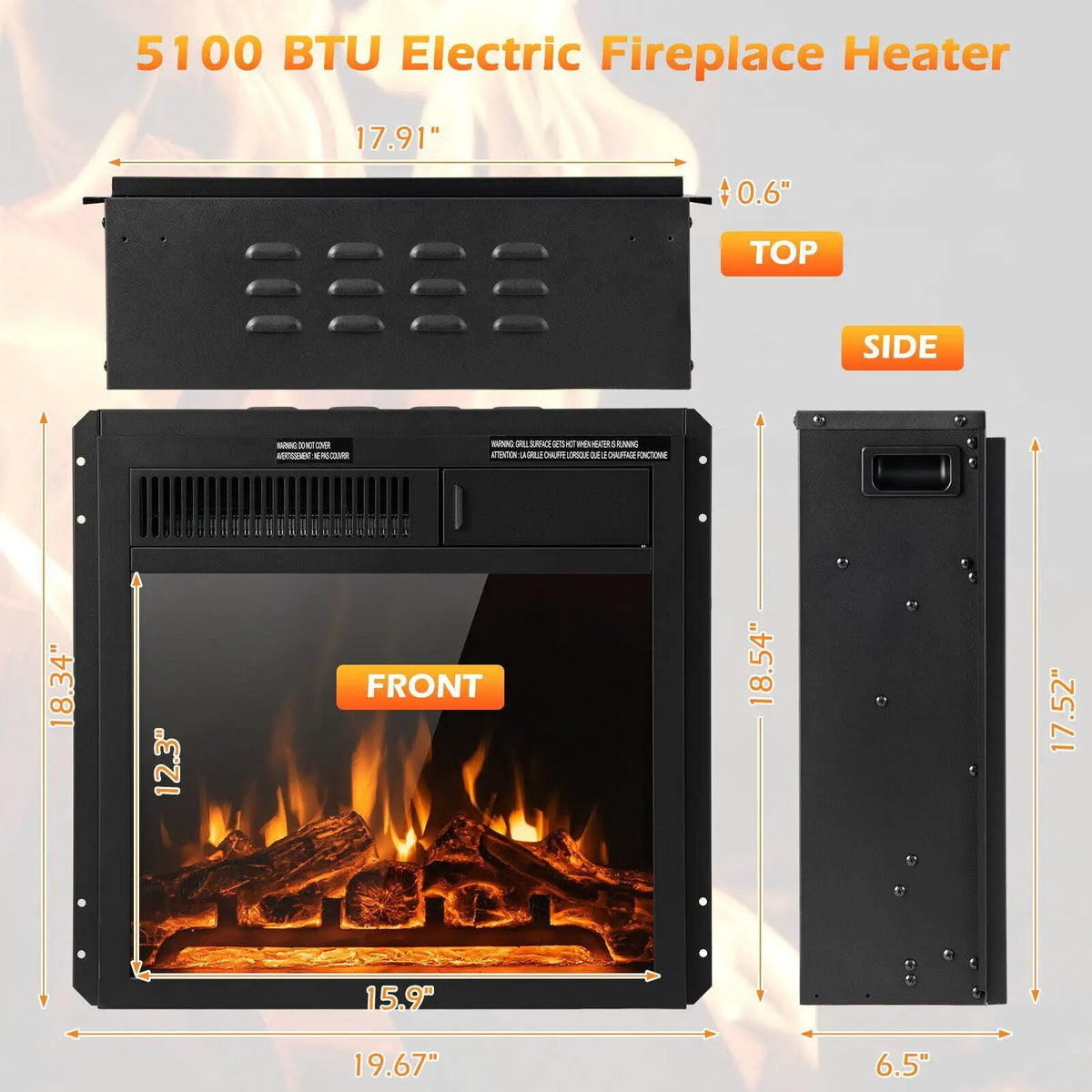 18/22.5 Inch Electric Fireplace Insert with 7 by DirectDeals