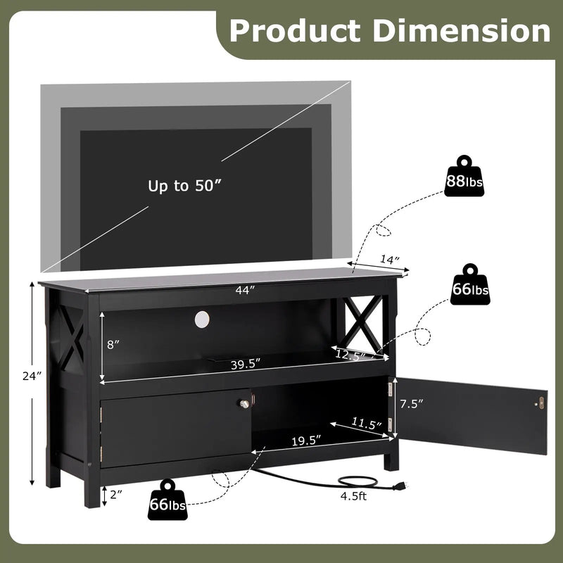 44 Inch Wooden Storage Cabinet TV Stand by DirectDeals