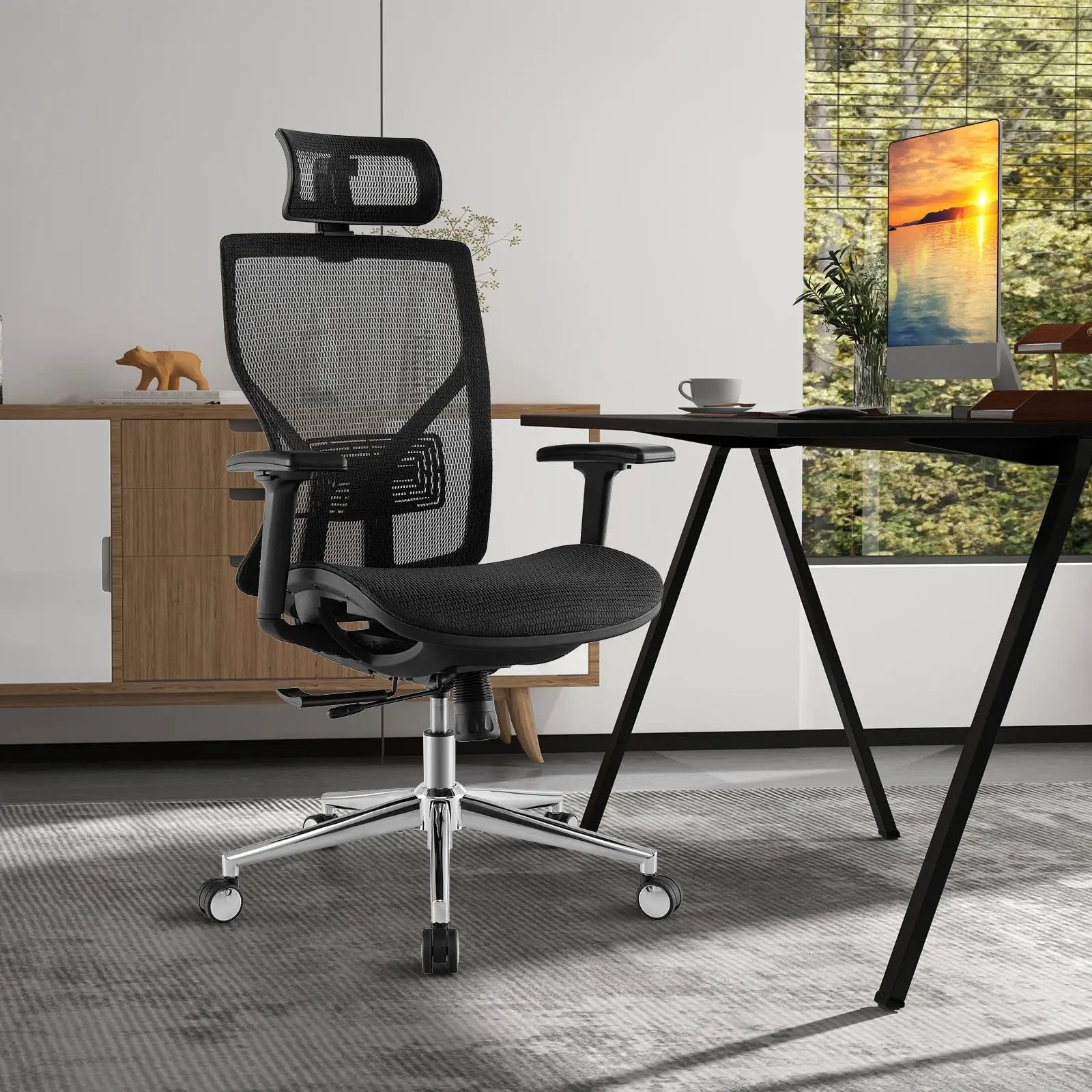 High-Back Mesh Executive Chair with Sliding Seat and Adjustable Lumbar Support by DirectDeals