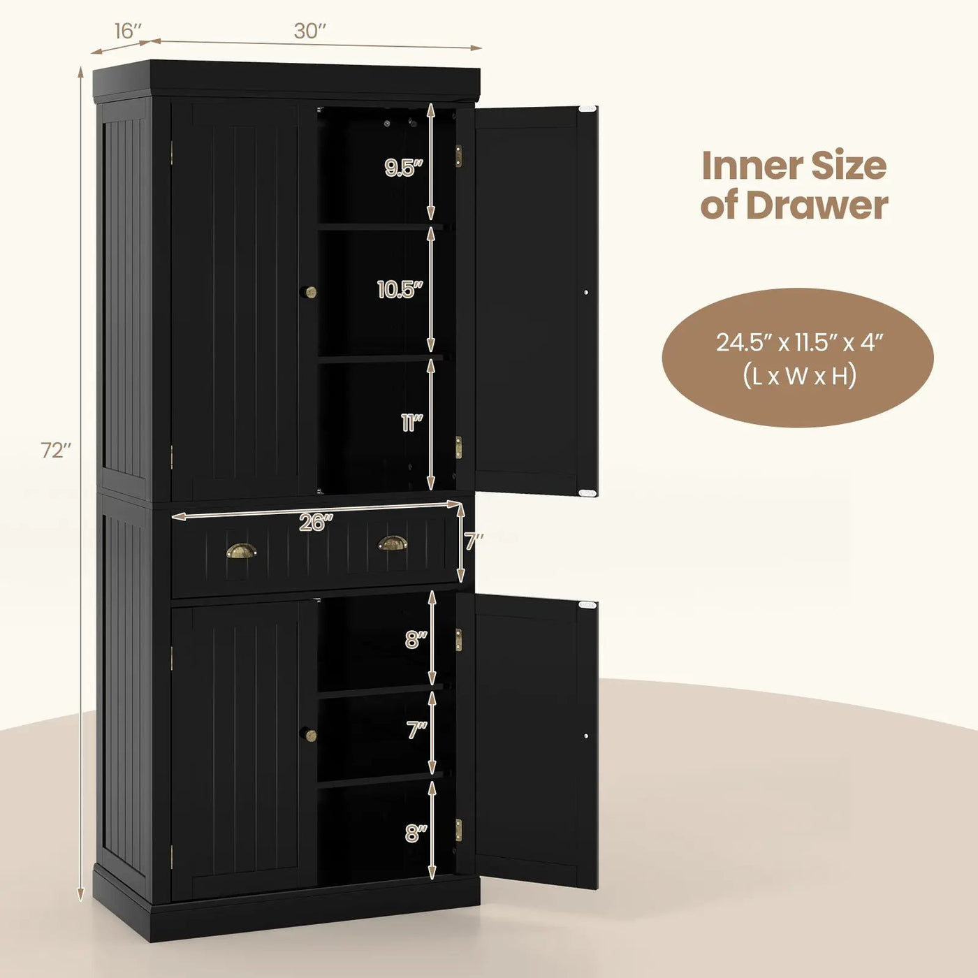 Cupboard Freestanding Kitchen Cabinet w/ Adjustable Shelves by DirectDeals