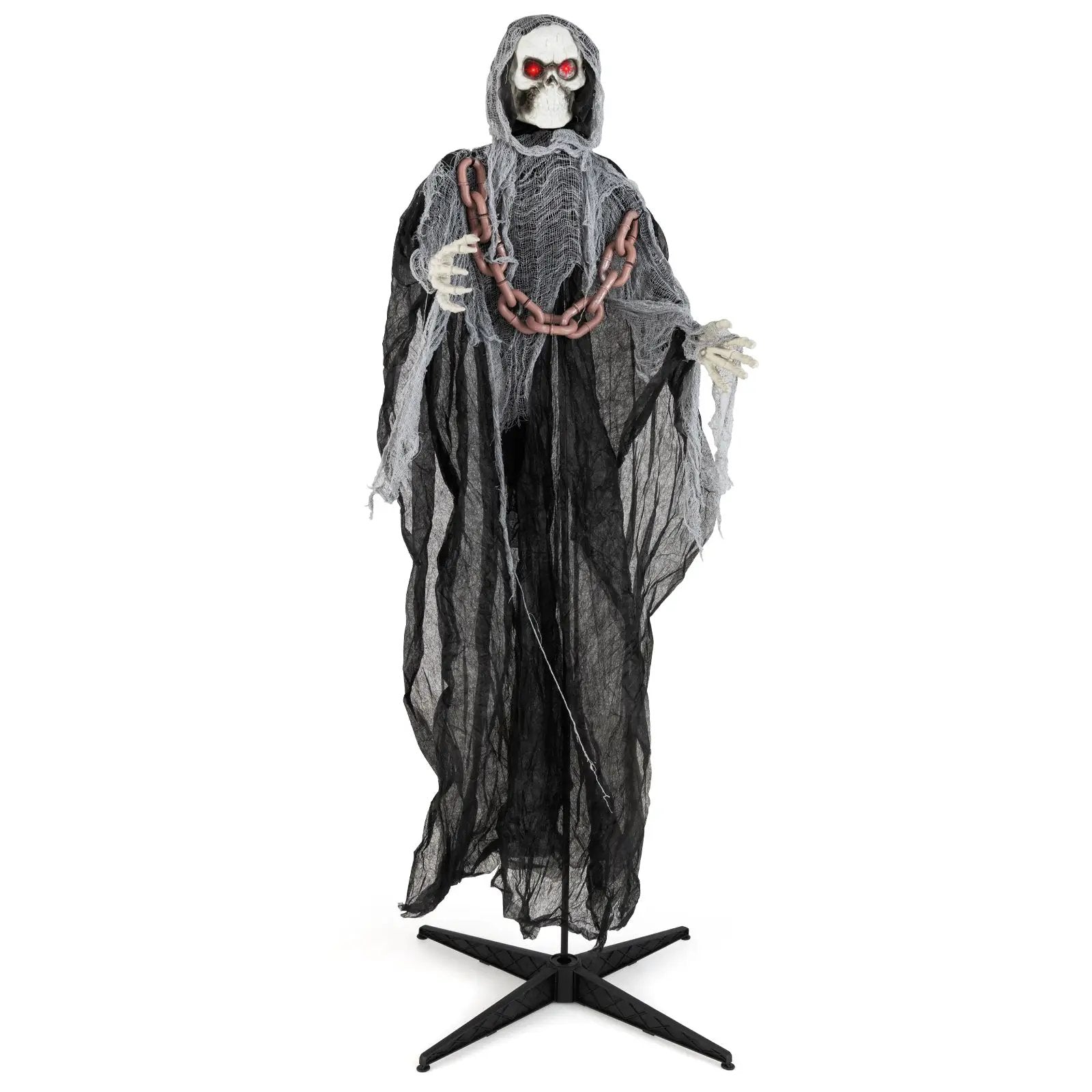 6.4 Feet Halloween Standing Grim Reaper with Lighted Eyes and Terrifying Sounds by DirectDeals