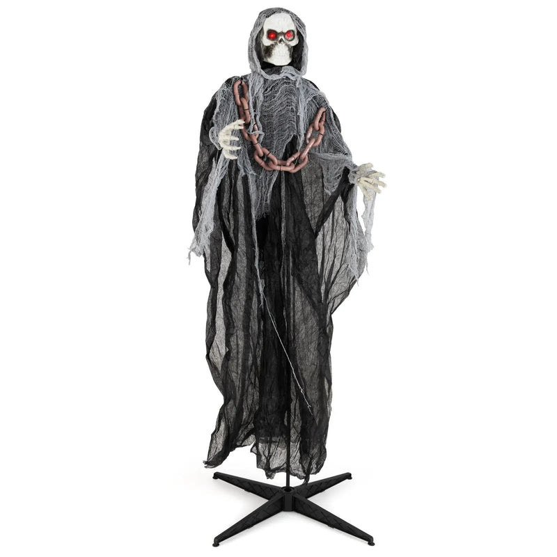 6.4 Feet Halloween Standing Grim Reaper with Lighted Eyes and Terrifying Sounds by DirectDeals