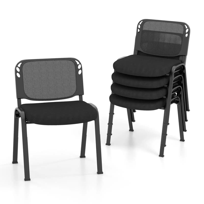 Set of 5 Stackable Conference Chairs with Mesh Back by DirectDeals