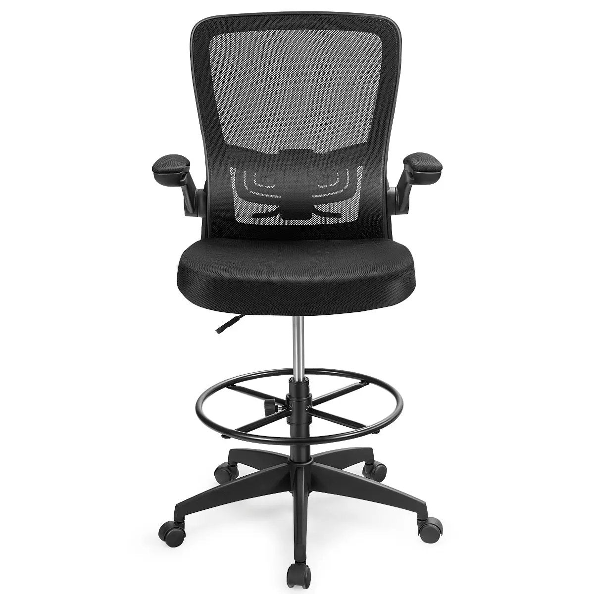 Height Adjustable Drafting Chair with Flip Up Arms by DirectDeals