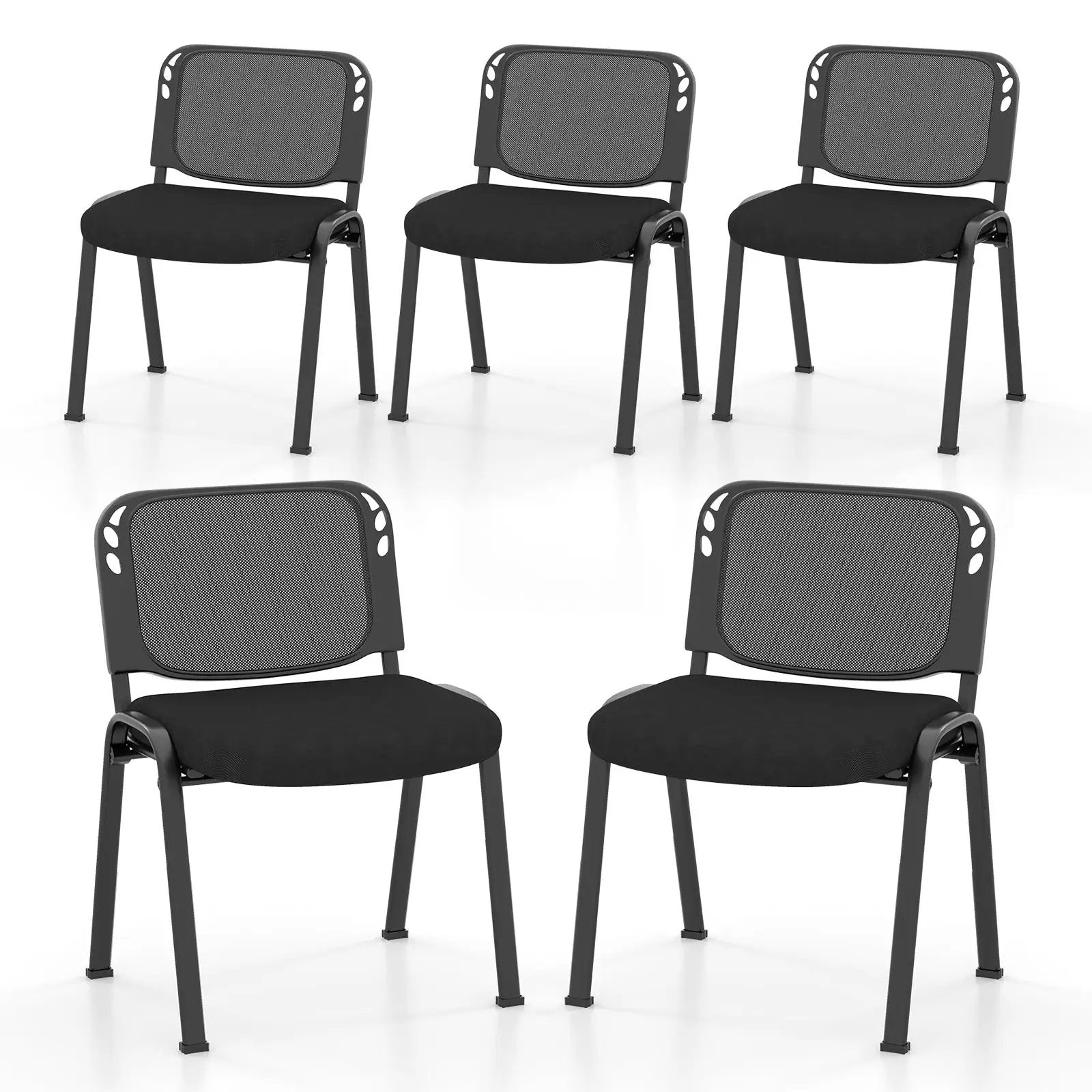 Set of 5 Stackable Conference Chairs with Mesh Back by DirectDeals