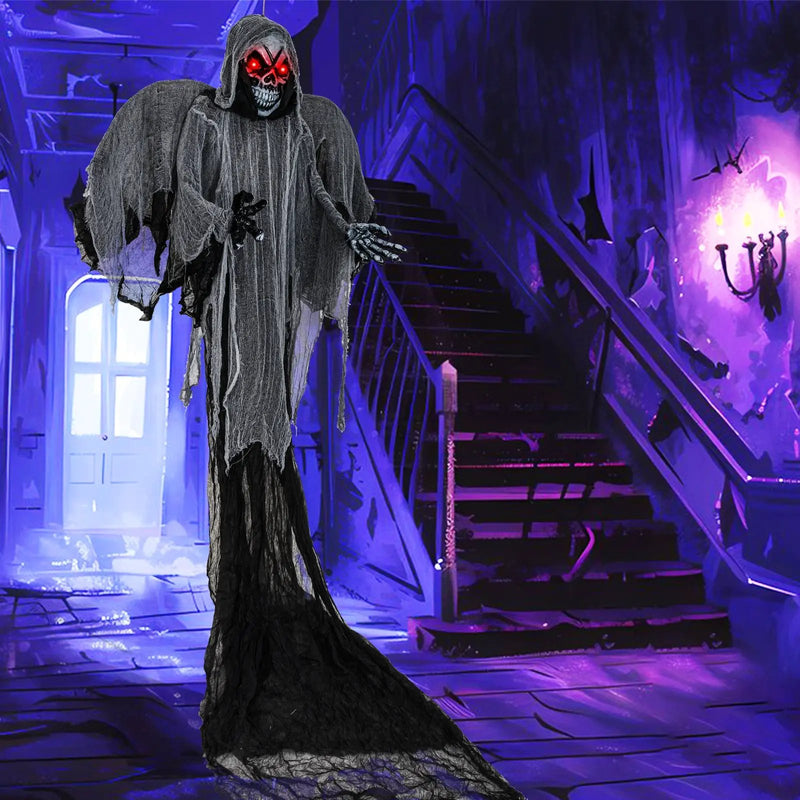 12.1 Ft Skeleton Ghost with Flickering Red Eyes and Scary Sounds by DirectDeals