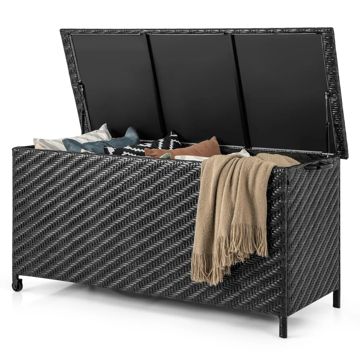 85 Gallon Outdoor Storage Box with Removable Liner and Universal Wheels by DirectDeals