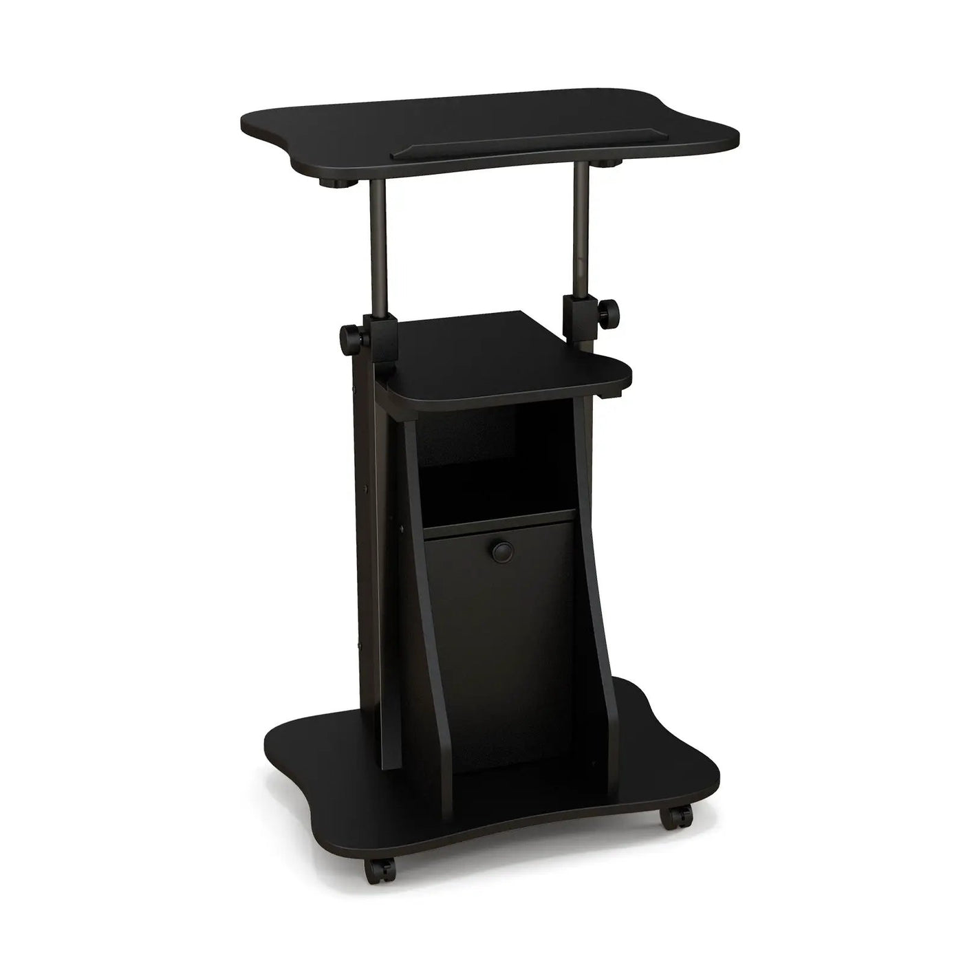 Adjustable Mobile Standing Desk Cart with Tilt Desktop and Cabinet by DirectDeals