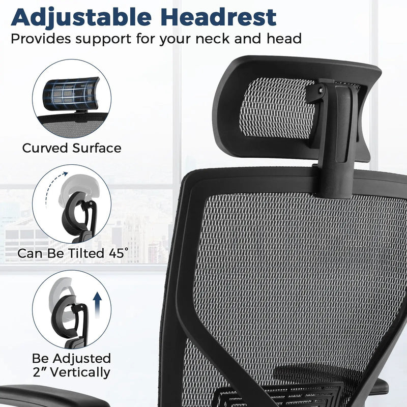 High-Back Mesh Executive Chair with Sliding Seat and Adjustable Lumbar Support by DirectDeals