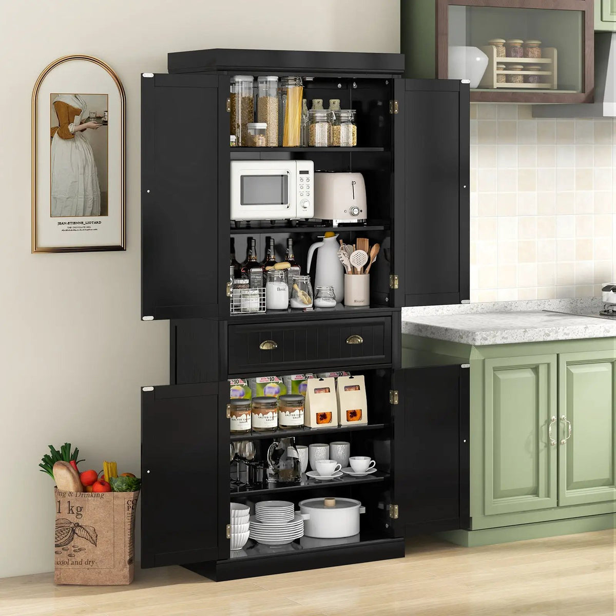Cupboard Freestanding Kitchen Cabinet w/ Adjustable Shelves by DirectDeals