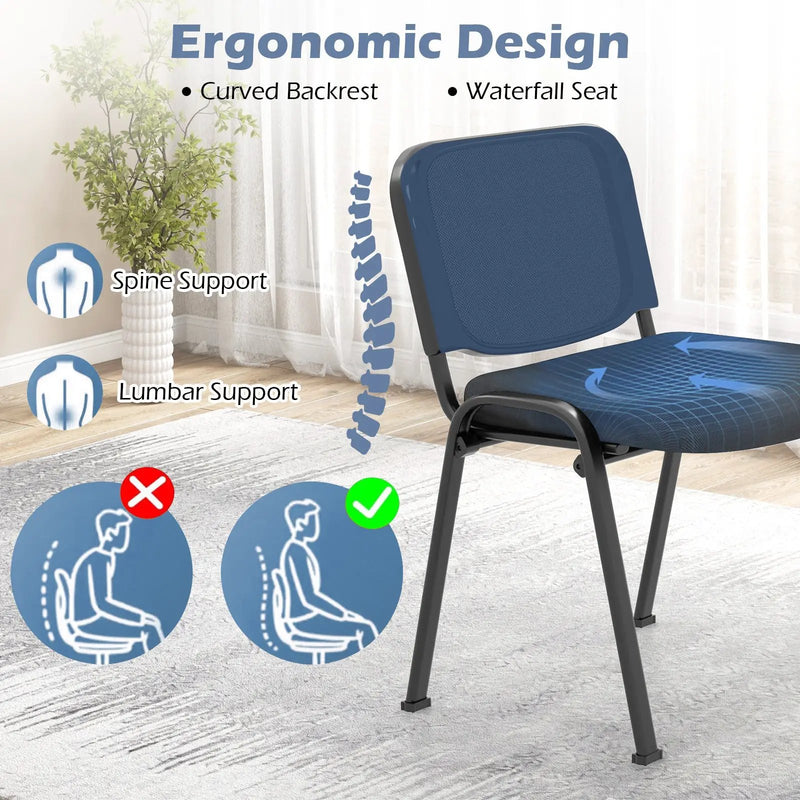 Set of 5 Stackable Conference Chairs with Mesh Back by DirectDeals