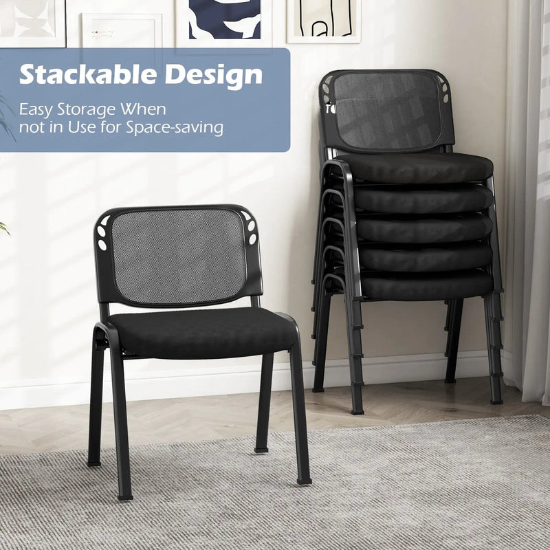 Set of 5 Stackable Conference Chairs with Mesh Back by DirectDeals