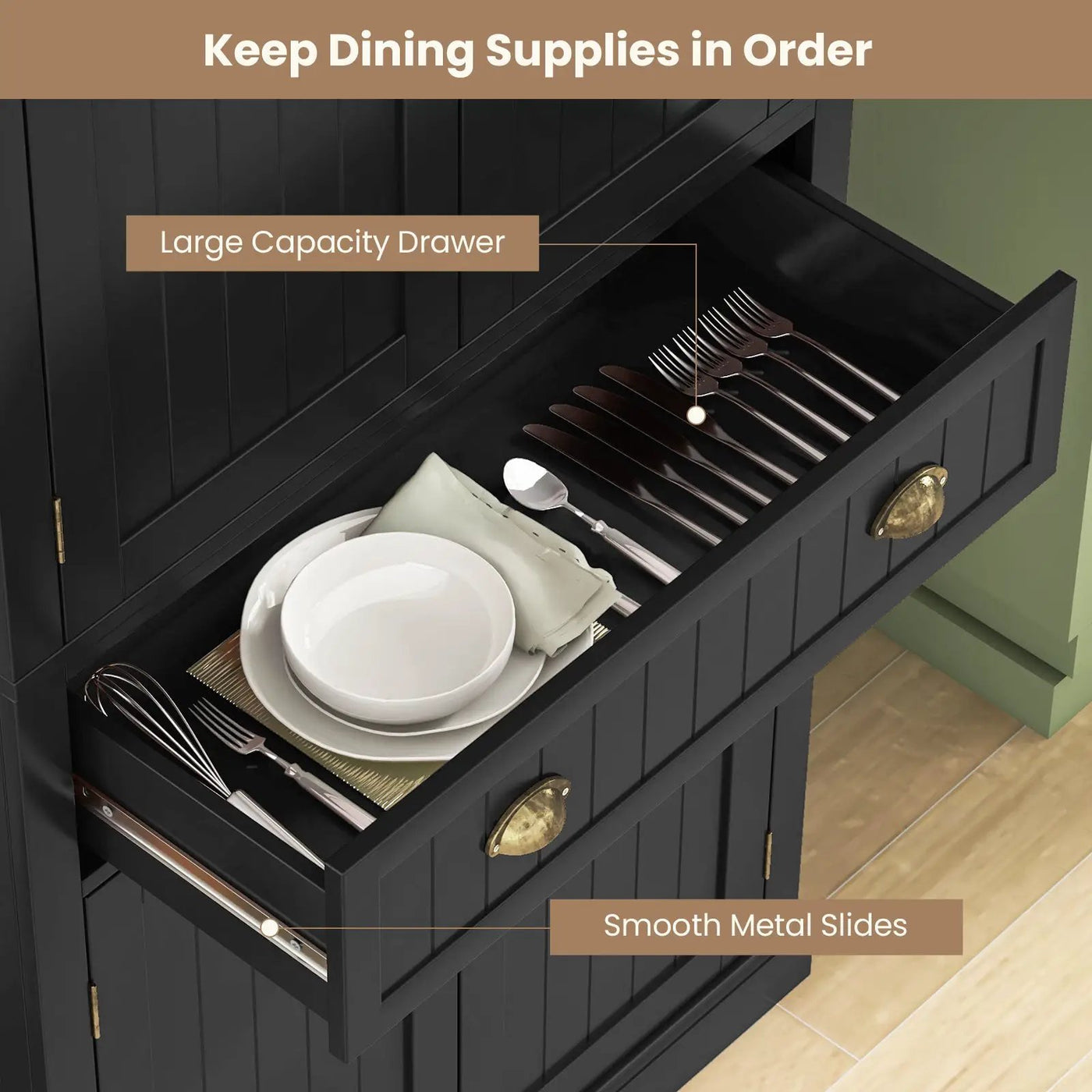 Cupboard Freestanding Kitchen Cabinet w/ Adjustable Shelves by DirectDeals