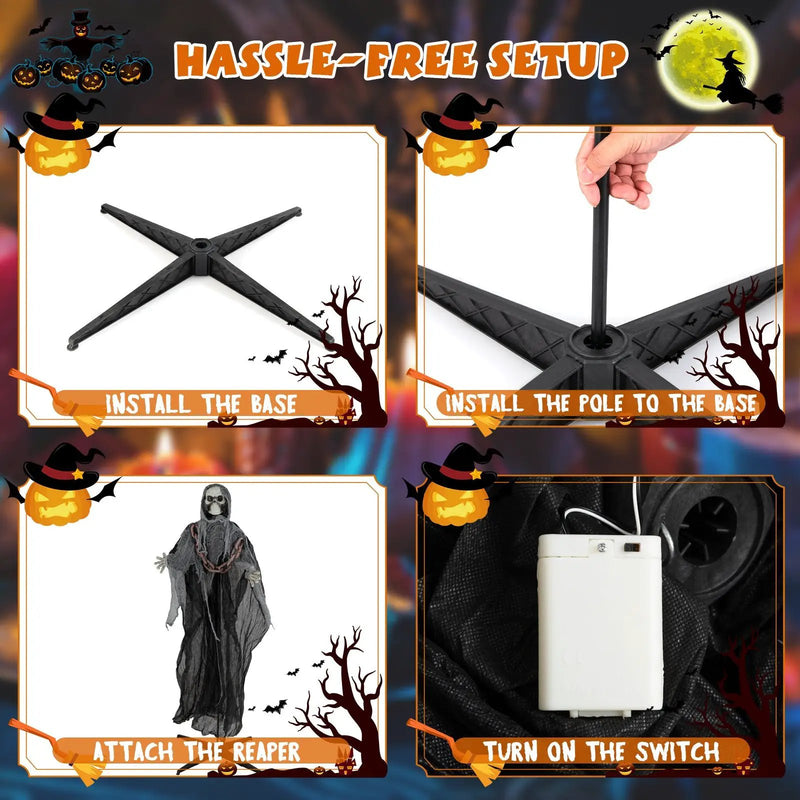 6.4 Feet Halloween Standing Grim Reaper with Lighted Eyes and Terrifying Sounds by DirectDeals