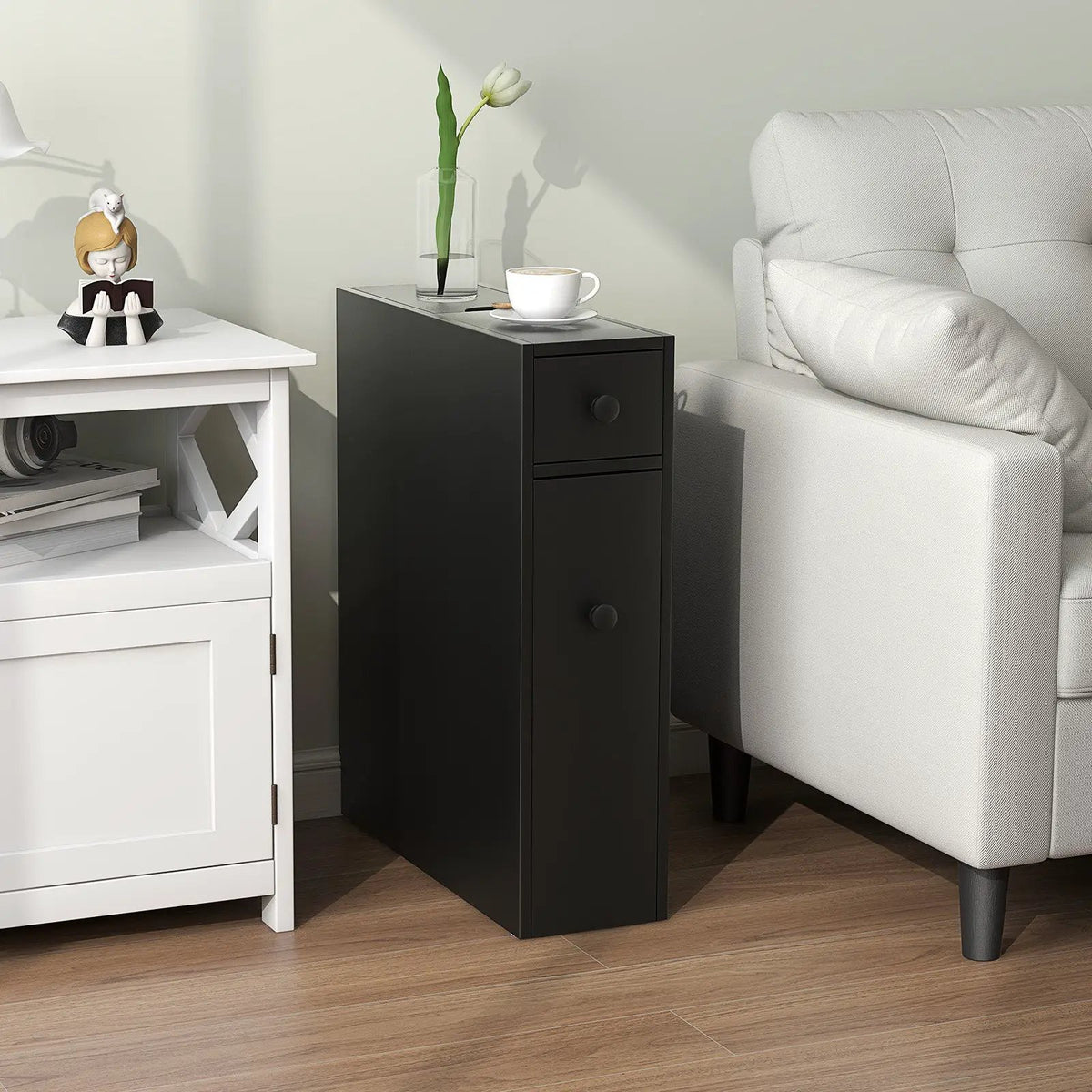 Black Bathroom Cabinet Space Saver Storage Organizer by DirectDeals
