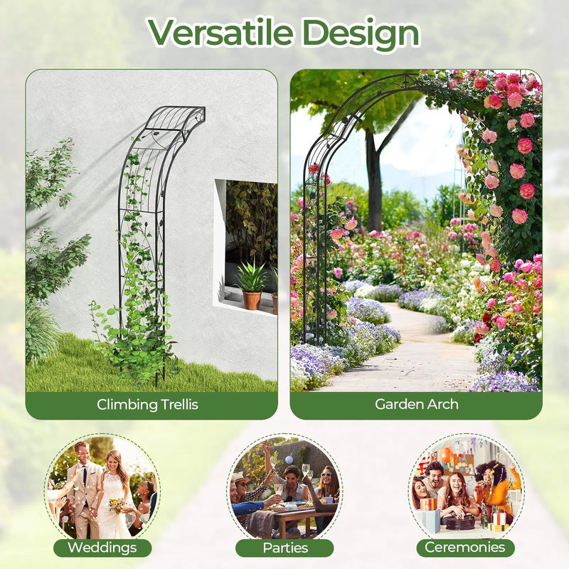 Garden Arch Arbor Trellis for Climbing Plants Roses Vines-Black by DirectDeals