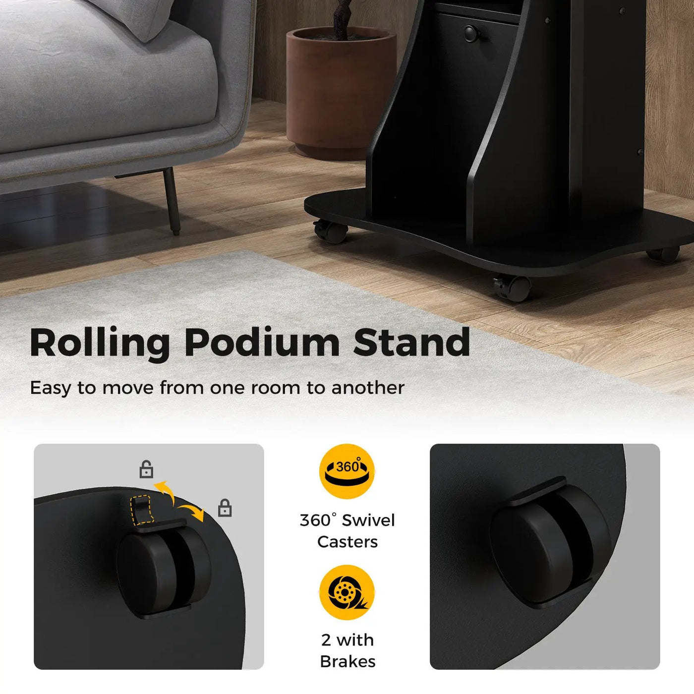 Adjustable Mobile Standing Desk Cart with Tilt Desktop and Cabinet by DirectDeals