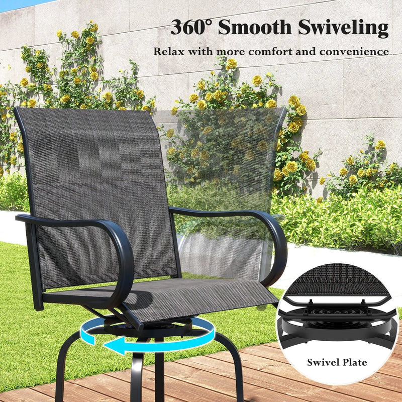 2 Pieces 360 Rotating Bar Stool Set with Armrests for Patio by DirectDeals