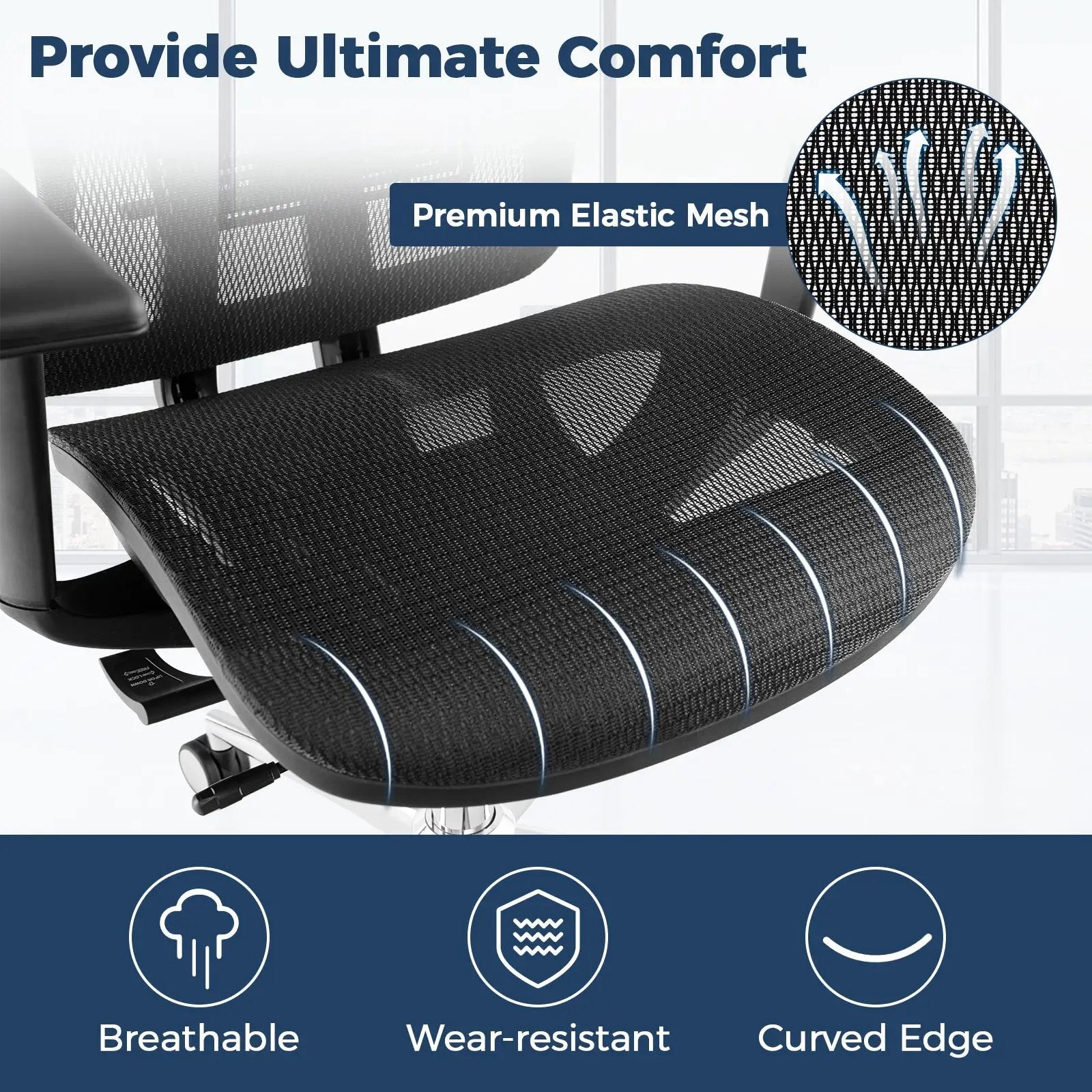 High-Back Mesh Executive Chair with Sliding Seat and Adjustable Lumbar Support by DirectDeals
