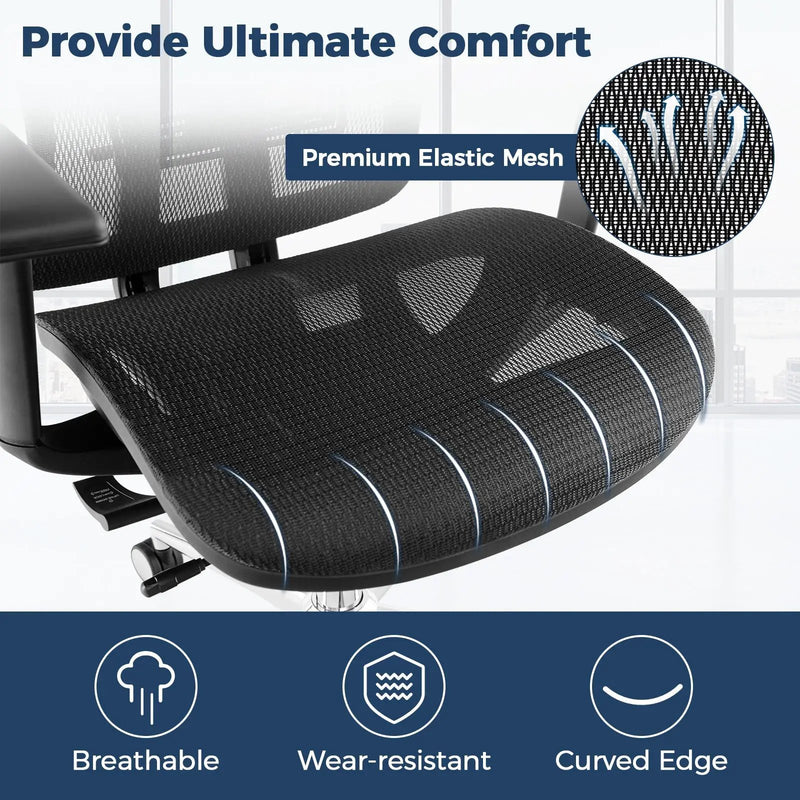 High-Back Mesh Executive Chair with Sliding Seat and Adjustable Lumbar Support by DirectDeals
