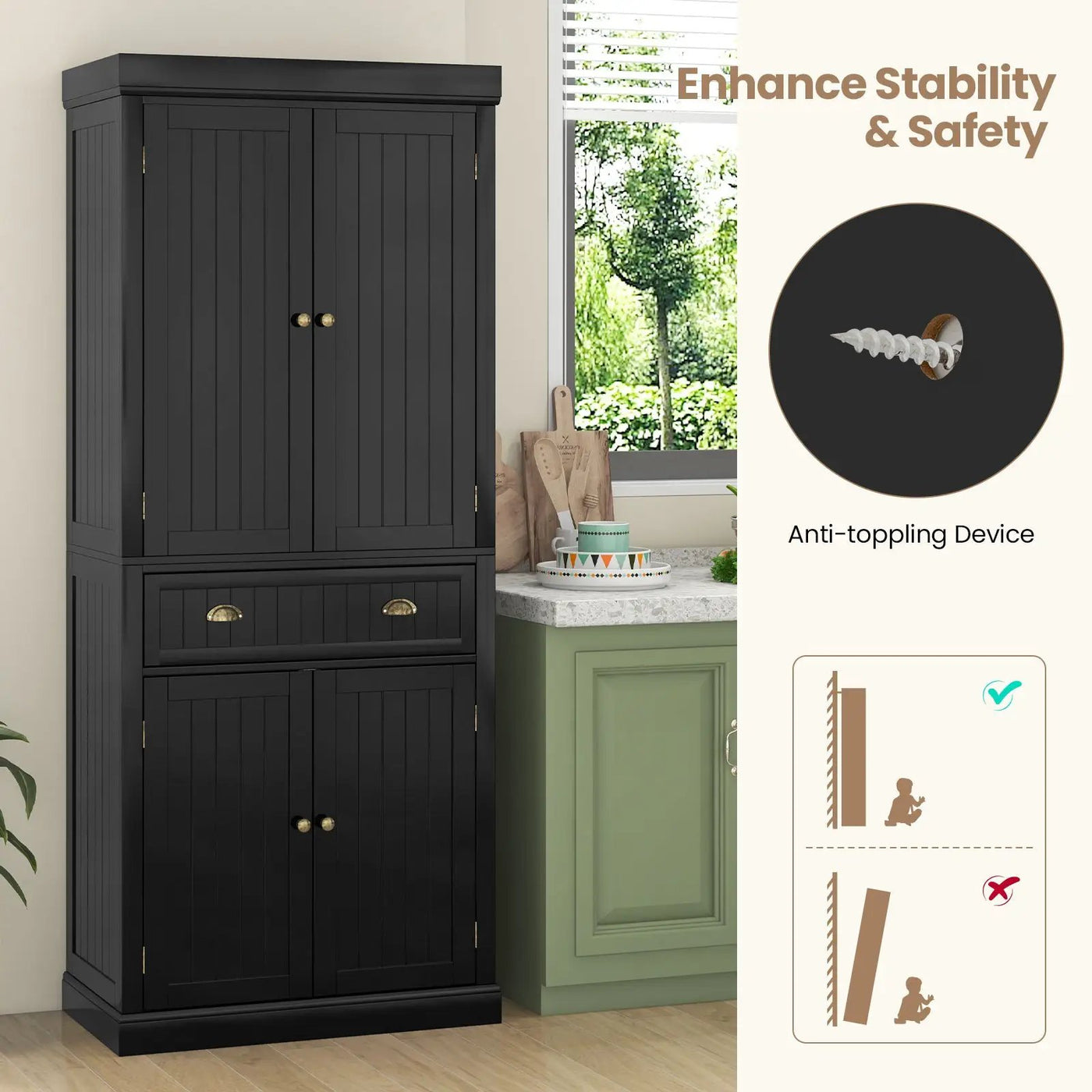 Cupboard Freestanding Kitchen Cabinet w/ Adjustable Shelves by DirectDeals