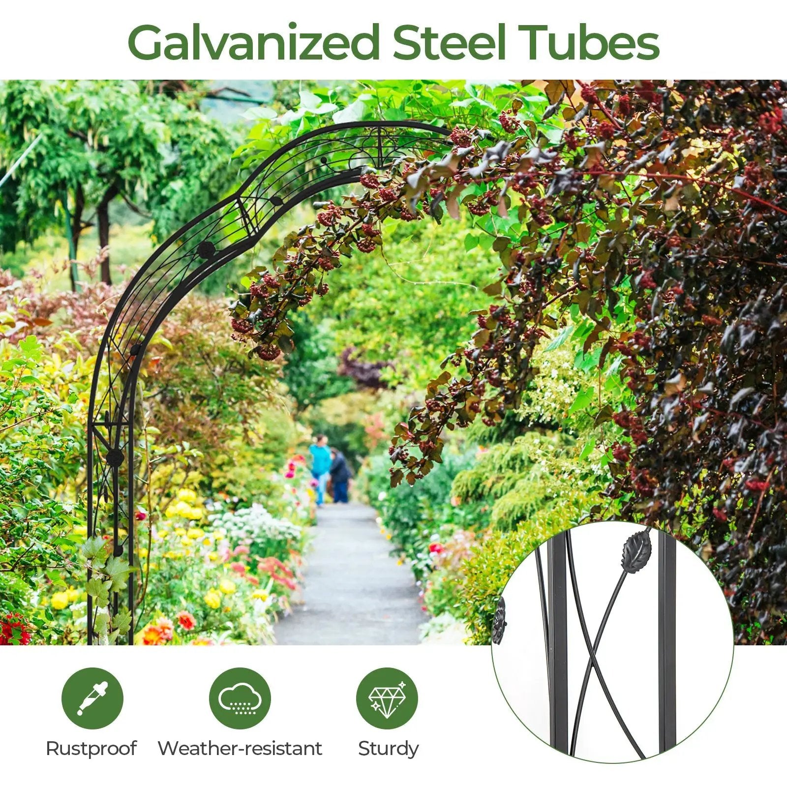 Garden Arch Arbor Trellis for Climbing Plants Roses Vines-Black by DirectDeals