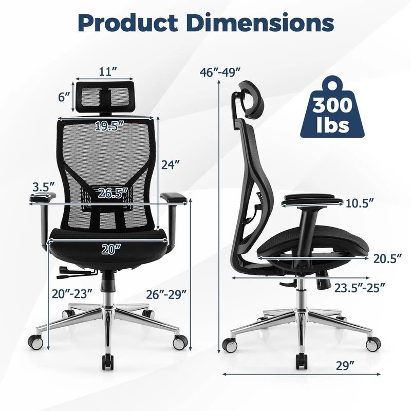High-Back Mesh Executive Chair with Sliding Seat and Adjustable Lumbar Support by DirectDeals