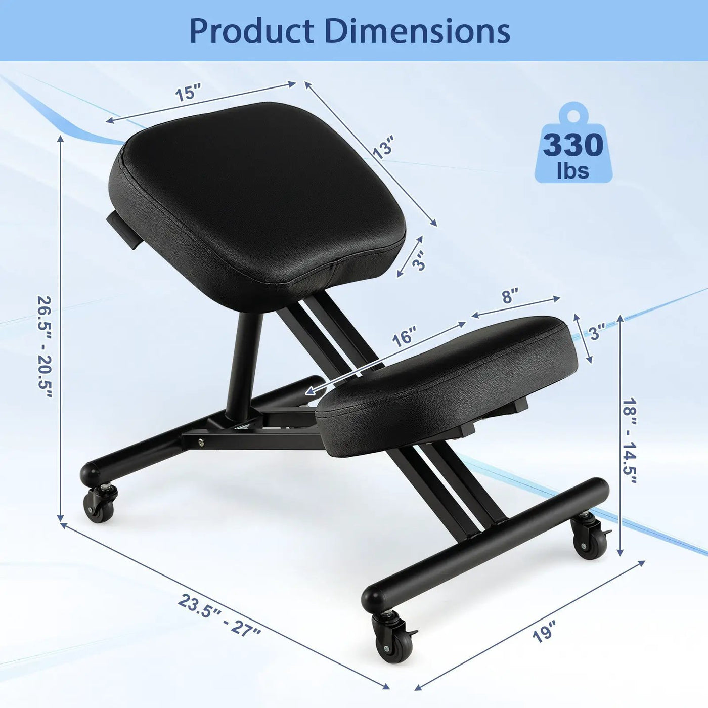 Adjustable Ergonomic Kneeling Chair with Upgraded Gas Spring Rod and Thick Foam Cushions by DirectDeals