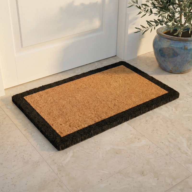 Black Border Coir Doormat by Fab Habitat