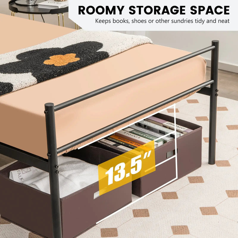 Twin Size Metal Bed Frame Platform with Headboard by DirectDeals