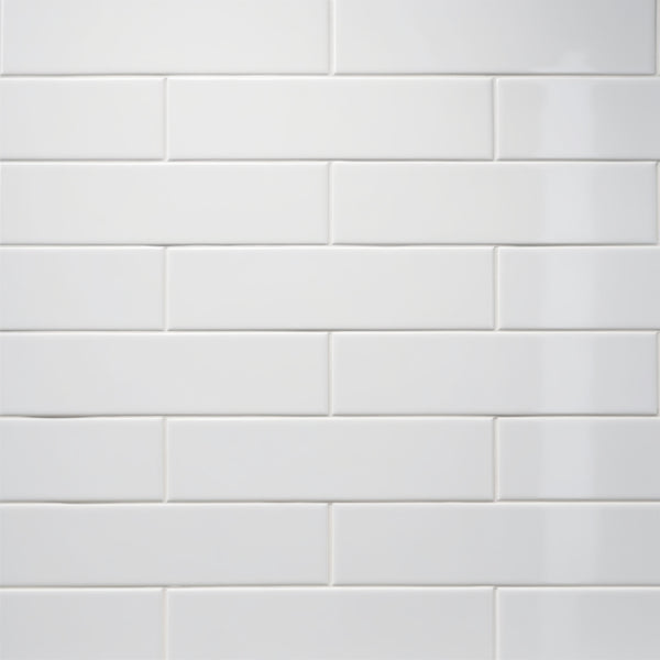 Blanc Glossy Subway Ceramic Tiles 4x12