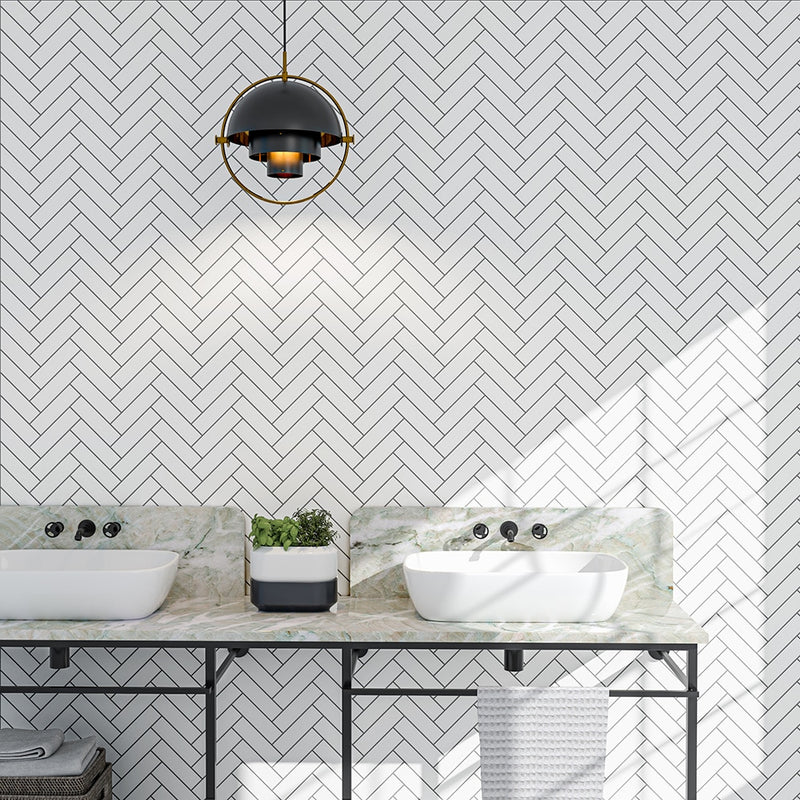 Blanc Matte Herringbone Ceramic Mosaics 10x13 Ceramic Matte 16x16 Mosaics — 2