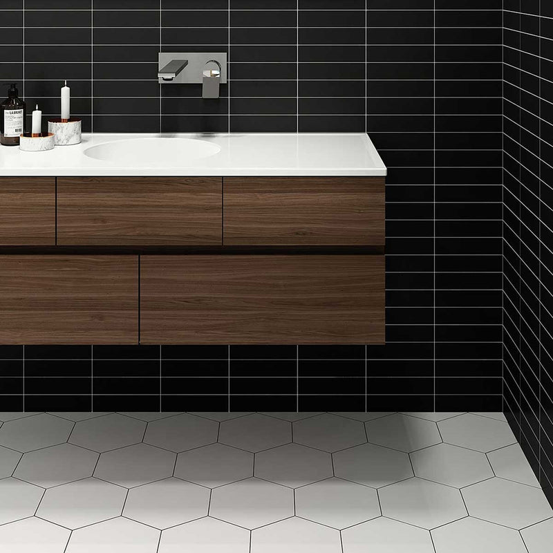 Blanc Matte Hexagon Ceramic Tiles 8 1/4 Ceramic Matte 8x8 Tiles — 3