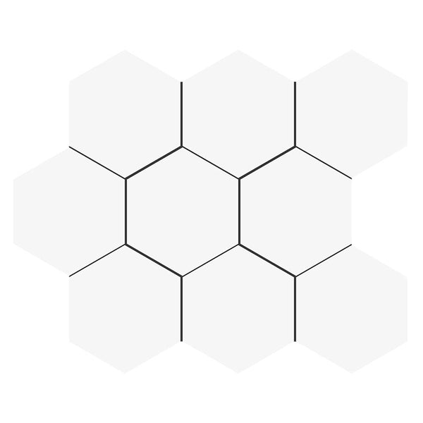 Blanc Matte Midi Hexagon Ceramic Mosaics 8x10
