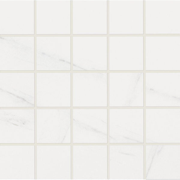 Blanco Honed 2x2 Marble Look Porcelain Mosaics 12x12