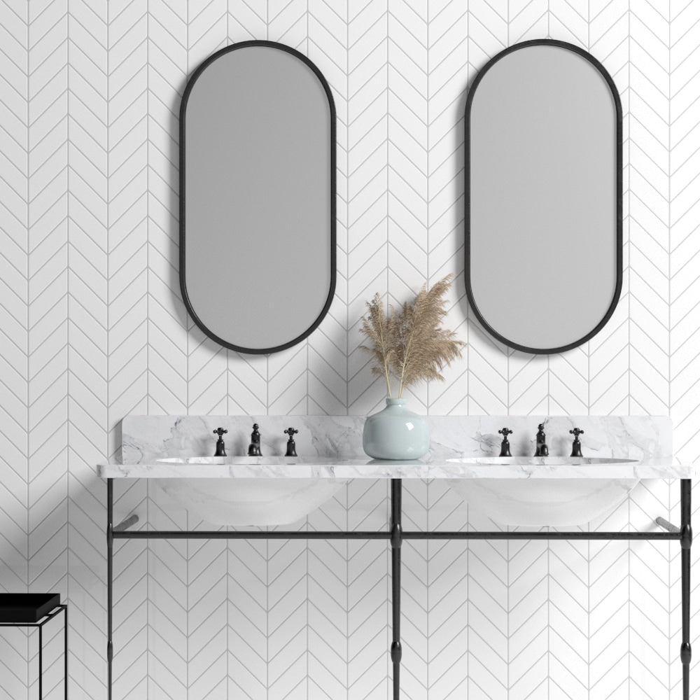 Blanco Real Glossy Chevron Ceramic Tiles 2x6 Ceramic Glossy 2x6 Tiles — 2