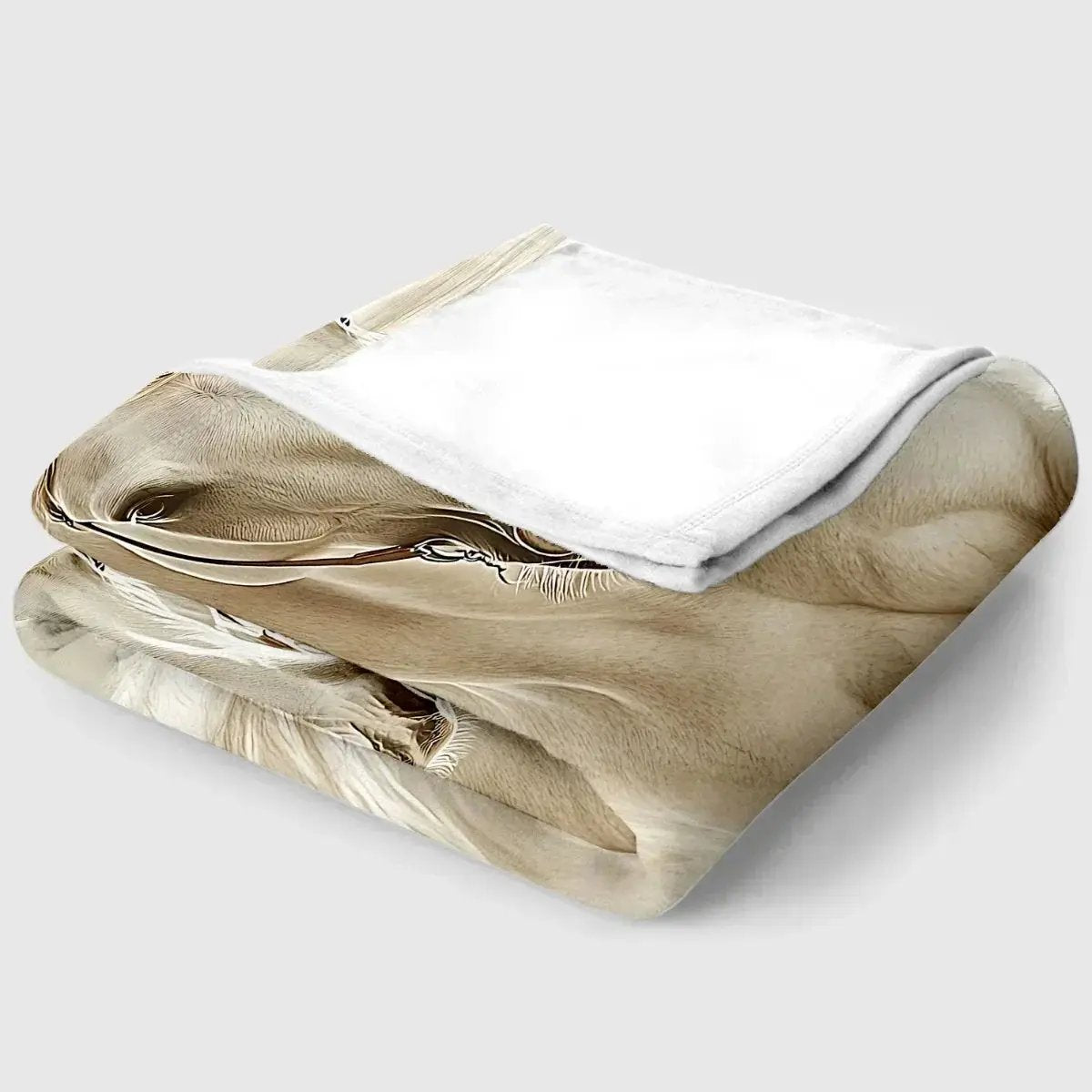 Blanket - Portable White Horse Design Throw by House Of Avana