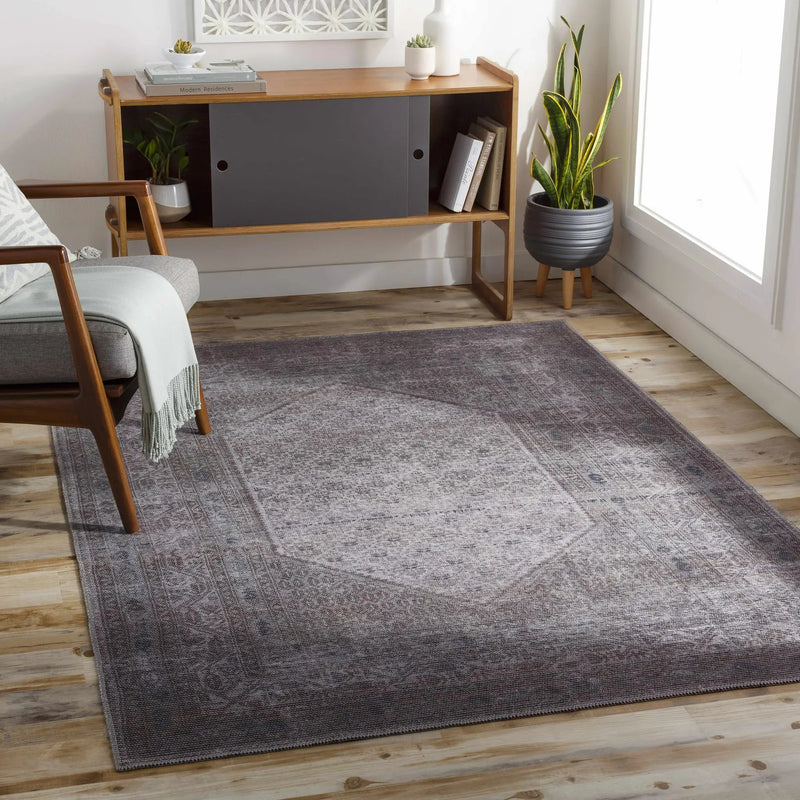 Brown Ballinasloe Vintage Washable Area Rug - Clearance by Boutique Rugs